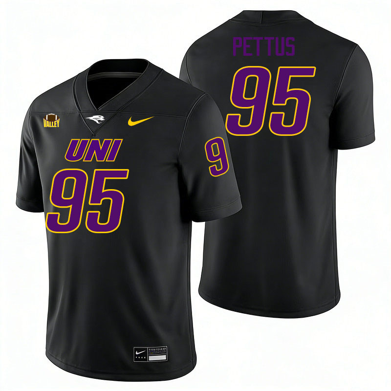 Northern Iowa Panthers #95 Jaylen Pettus College Football Jerseys,Uniforms-Black